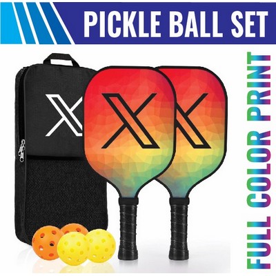 Pickleball Racket Set (15.5" x 7.8") - Fiber Glass Paddles
